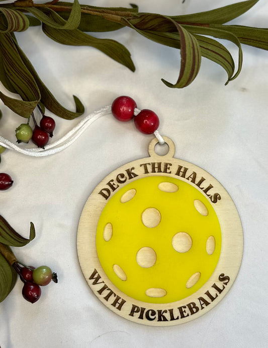 Deck the Hall with Pickleballs Ornament