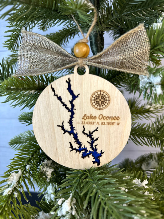 Handcrafted 3D Wooden Lake Ornament - Tennessee